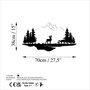 Wallity Deer And Landscape - 2 Escultura de Pared de Metal Blanco y Negro